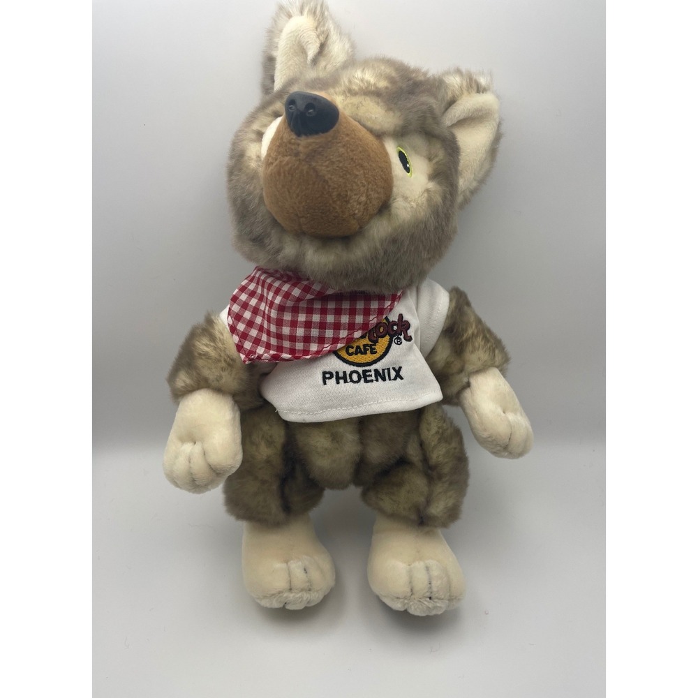 Hard Rock Cafe Phoenix Wolf Plush Herrington Teddy Bears Grey Brown Souvenir 10"